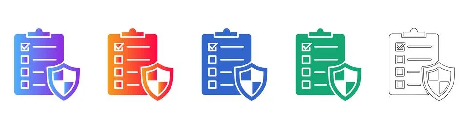 Secure Clipboard Checklist Icon Set Stock Illustration