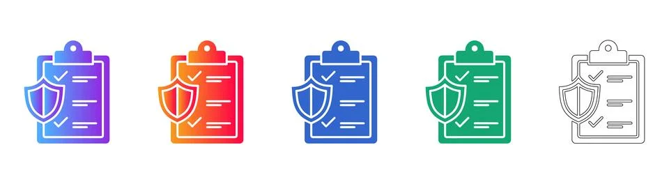 Secure Clipboard Icon Set for Data Protection and Policy Management Stock Illustration