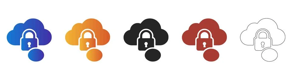 Secure cloud access and user icon set Stock Illustration