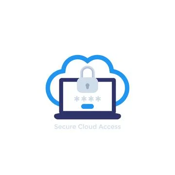 Secure cloud access with password, data security concept, vector icon Stock Illustration