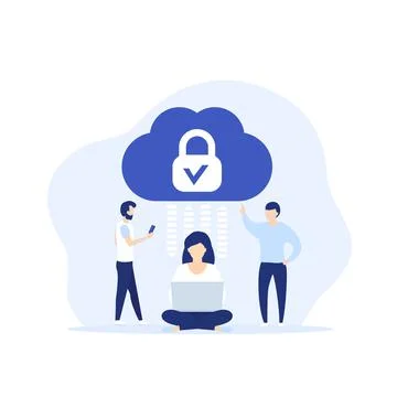 Secure cloud access, protected hosting vector art Stock Illustration