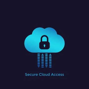 Secure cloud access, protected hosting vector icon 스톡 일러스트
