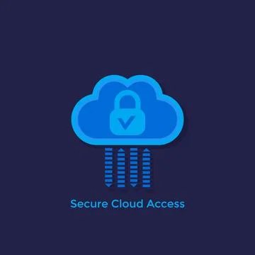 Secure cloud access, protected hosting vector flat icon イラスト素材