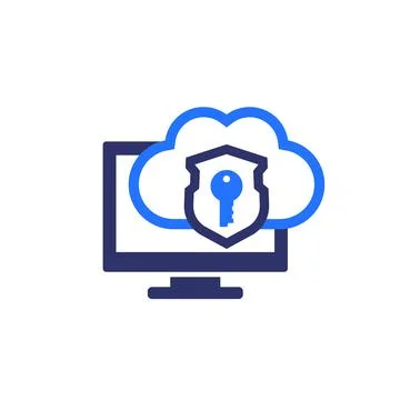 Secure cloud access, protected hosting icon Stock Illustration