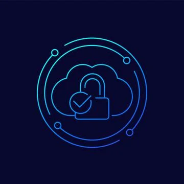Secure cloud access, protected hosting line icon イラスト素材