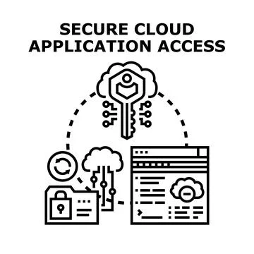 Secure cloud application access concept protecting data Stock Illustration