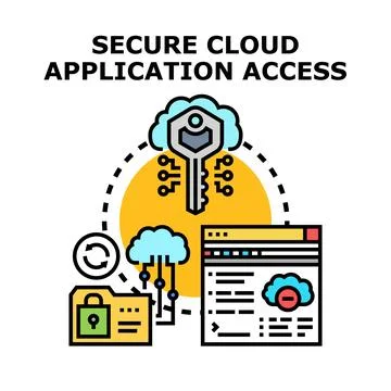 Secure cloud application access concept protecting data イラスト素材