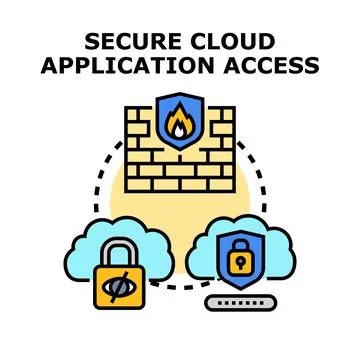 Secure cloud application access preventing unauthorized breaches Stock Illustration