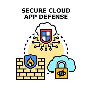 Secure cloud application defense concept protecting data Stock Illustration