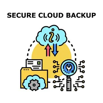 Secure cloud backup data storage concept illustration イラスト素材