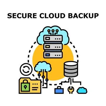 Secure cloud backup data storage and protection concept Stock Illustration