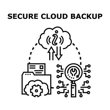 Secure cloud backup data storage concept illustration Stock Illustration