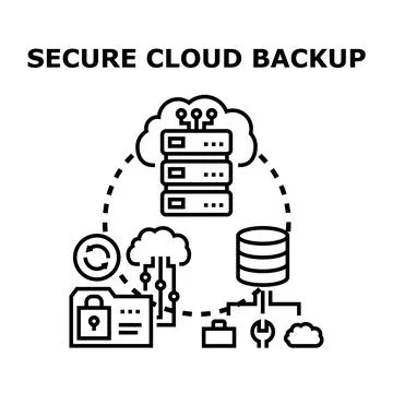 Secure cloud backup data storage and protection concept Stock Illustration