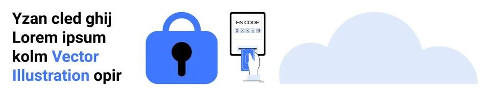 Secure Cloud Computing Concept with Lock and Fingerprint for Data Protection Stock Illustration