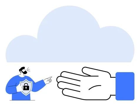 Secure Cloud Computing Concept with Protective Elements and Security Awarenes Stock Illustration