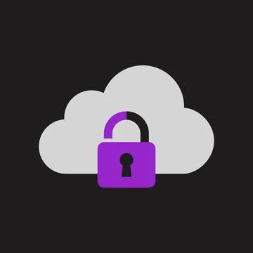 Secure cloud computing data protection concept with padlock and white cloud Stock Illustration