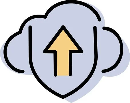 Secure cloud computing data upload icon Stock Illustration