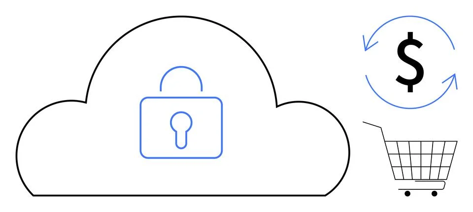 Secure Cloud Computing for E-Commerce and Financial Transactions Illustrazione stock