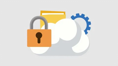 Secure Cloud Computing with Lock Folder and Gear Illustration Stock Footage 339769422
