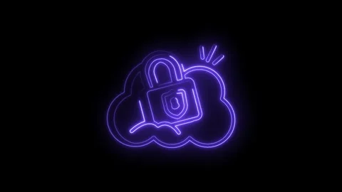 Secure cloud computing with neon padlock and shield for cyber security solu.. Stock Footage 330779506