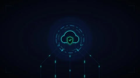 Secure cloud computing network interface with data protection shield animat.. Video stock 337562321