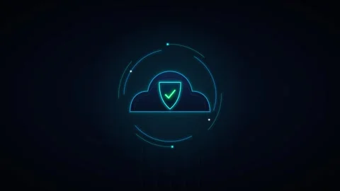 Secure cloud computing protection with glowing digital shield animation sec.. Stock Footage 337562348