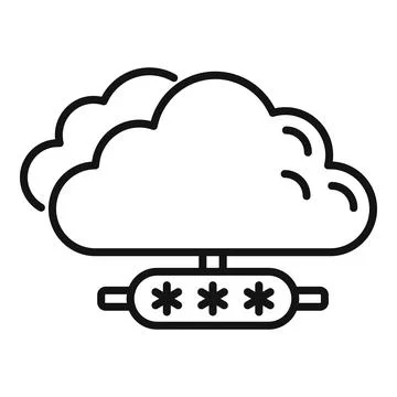 Secure cloud data icon outline vector. Code lock Stock Illustration