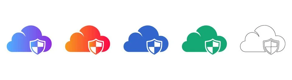 Secure Cloud Data Protection Icons Stock Illustration