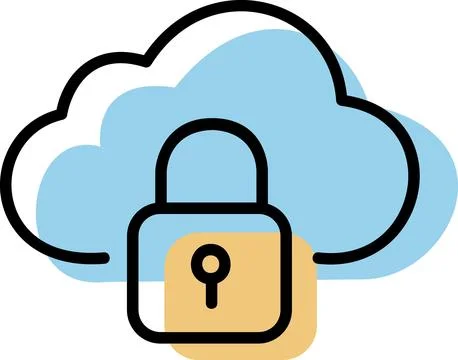 Secure cloud data protection lock icon Stock Illustration