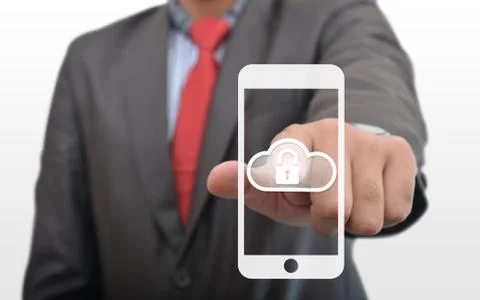 Secure Cloud Data in Smartphone Stock Photos