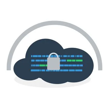 Secure cloud data storage icon isolated on white background. Cyber security. Stock Illustration