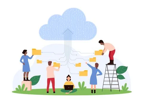 Secure cloud data storage, platform for digital information management of tiny イラスト素材