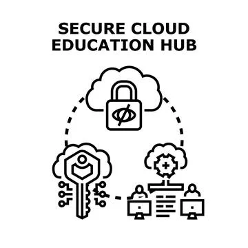 Secure cloud education hub with data security Stock Illustration