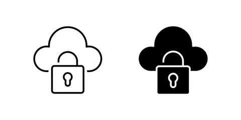 Secure Cloud Icon Collection, a cloud with a lock in outline and glyph styl.. Illustrazione stock