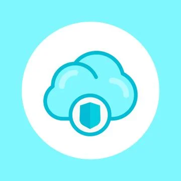 Secure cloud icon in flat style, vector illustration Stock Illustration