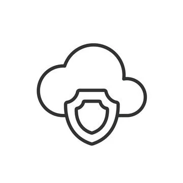 Secure cloud, icon in line design. Secure, cloud, data, protection, storage Stock Illustration