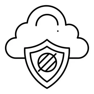 Secure Cloud Line Icon Stock Illustration