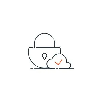 Secure cloud server, line modern icon Stock Illustration