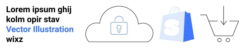 Secure Cloud Shopping with Seamless Integration and E-commerce Solutions Stock Illustration