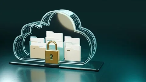 Secure Cloud Storage and Data Protection with Padlock Video stock 348283674