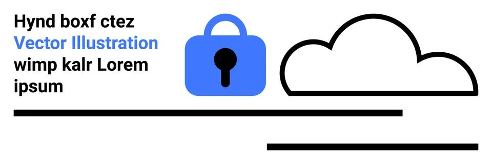 Secure Cloud Storage and Data Protection Representation with Text Elements Stock Illustration