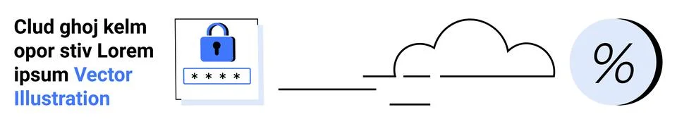Secure Cloud Storage and Data Encryption Concept with Lock and Cloud Symbols Stock Illustration