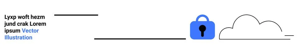 Secure Cloud Storage Concept with Blue Lock and Cloud Outline Stock Illustration