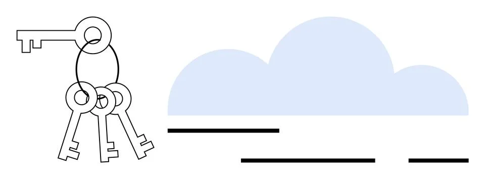 Secure Cloud Storage Concept with Key Access Control Illustration Stock Illustration