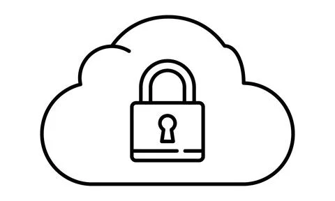 Secure cloud storage concept with a padlock representing digital protection. Ilustração Stock