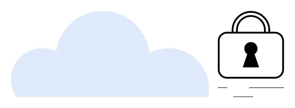 Secure Cloud Storage with Locked Padlock Representing Data Protection and P.. Illustrazione stock