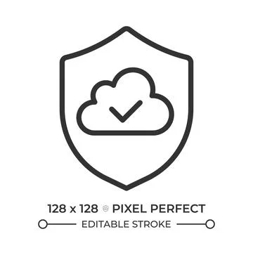Secure cloud storage pixel perfect line icon イラスト素材