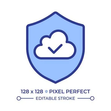 Secure cloud storage pixel perfect line color icon イラスト素材