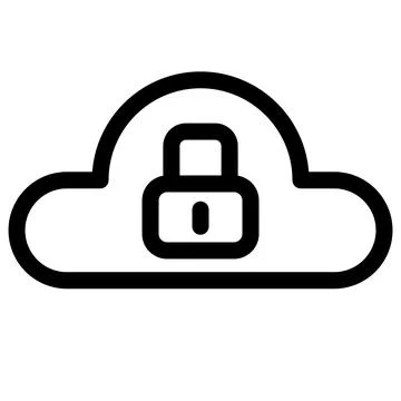 Secure Cloud Storage- Protected Data Icon- Cloud Computing Security Stock Illustration