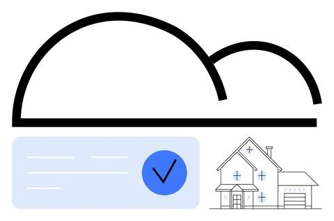 Secure Cloud Storage for Real Estate Documents with Checkmark Verification .. Stockillustratie